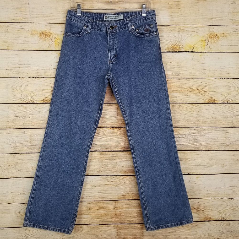 Harley Davidson Jeans‎ Womens Size 8 Petite Blue Denim Straight Leg 5 Pocket